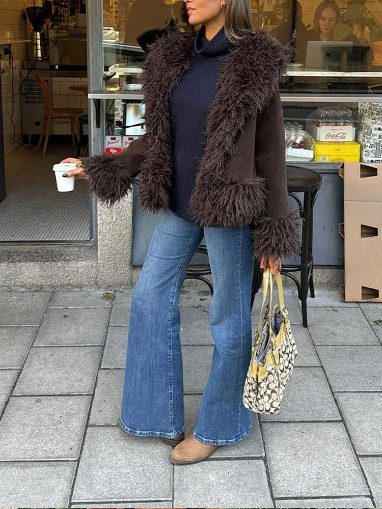 Street-wave Women's Plush Short Jacket With Unique Cut For Everyday Comfort And Style