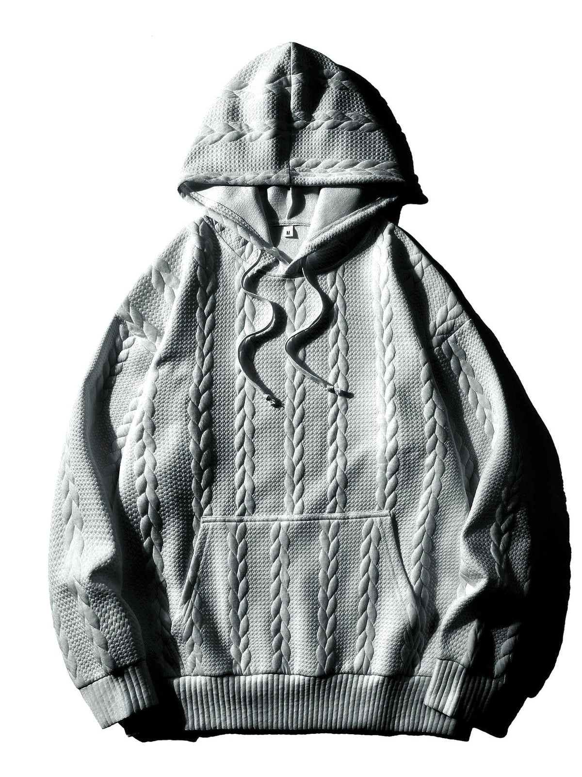 Streetwave Mens Cable Knit Hoodie With Structured Pattern For Warm Cozy Comfort