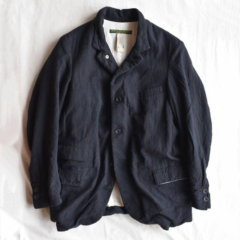 Street-wave Men's Lightweight Linen Blazer With Casual Fit And Practical Pockets