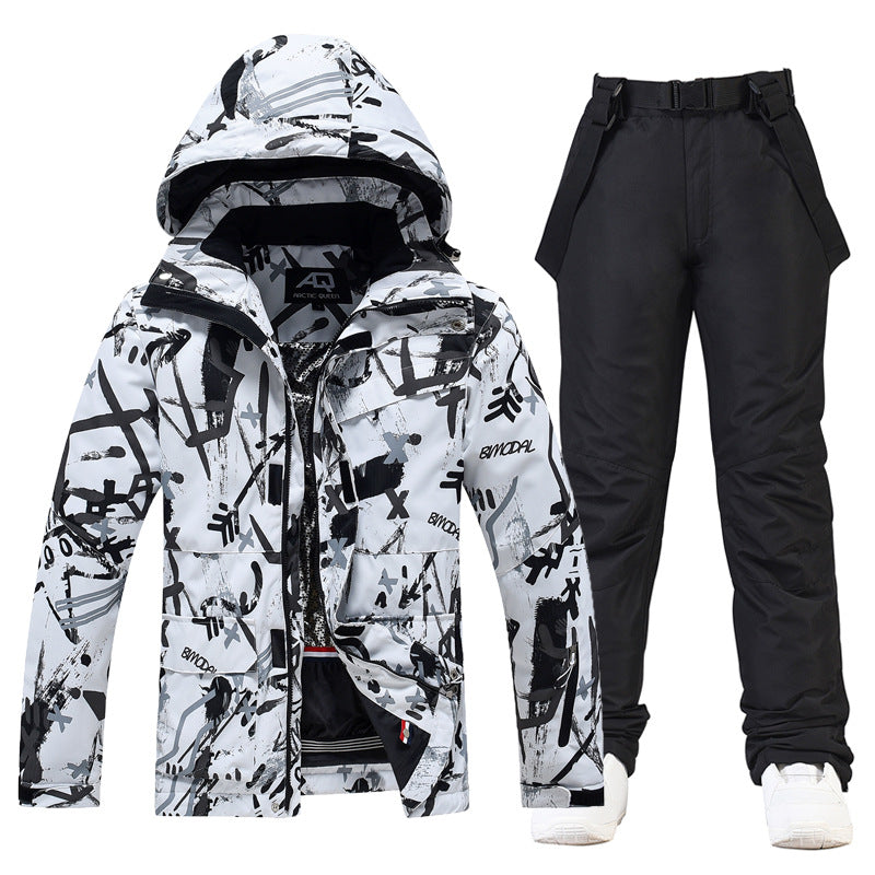 Street-Wave Mens Ski Suit Premium Water-Resistant Two-Piece Hooded Jacket