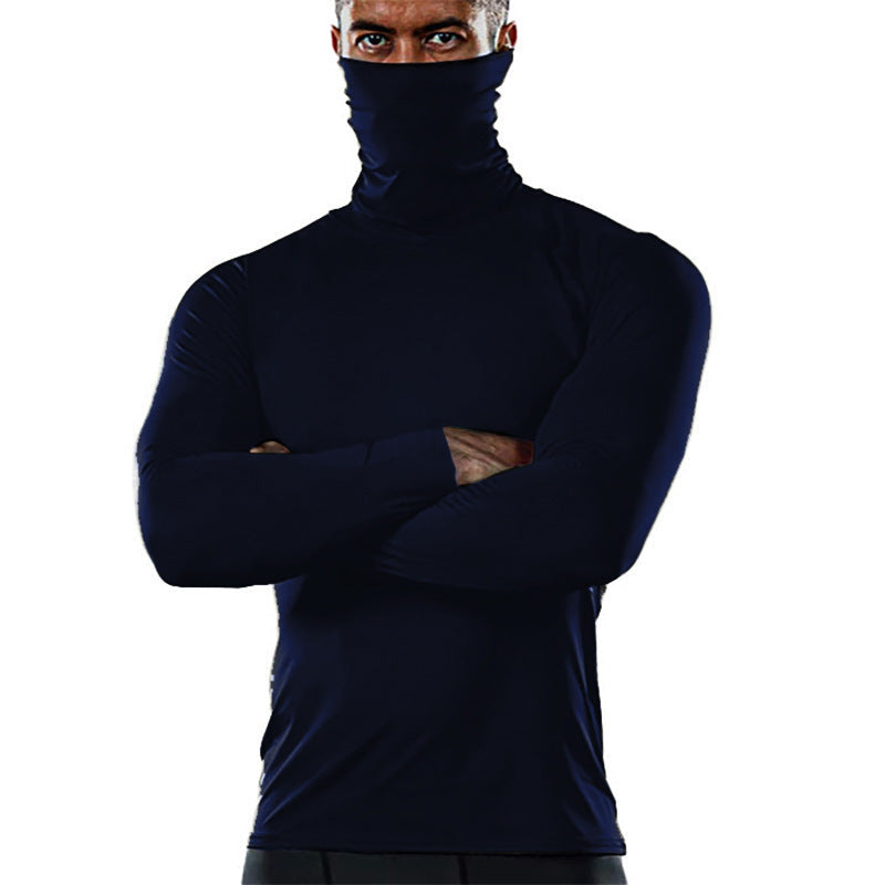 Street-wave Men's High-Collar Performance Shirt With Moisture-Wicking Tech For Athletes