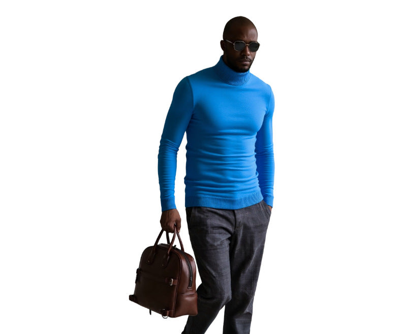 Street-wave Men's Turtleneck Sweater With Fine Knit Texture