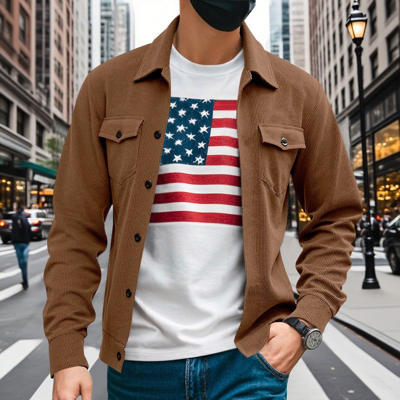 Street-wave Men's Casual Shirt Jacket in Structured Design for Versatile Everyday Style