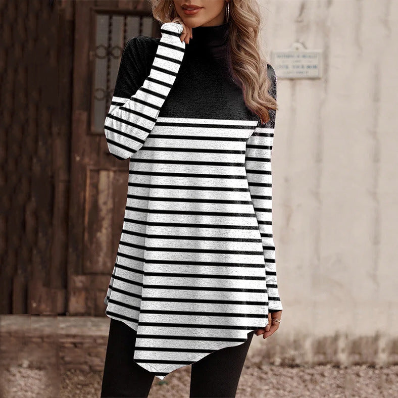 Street-wave Women's Floral High Collar Tunic For Elegant Everyday Comfort And Versatile Style