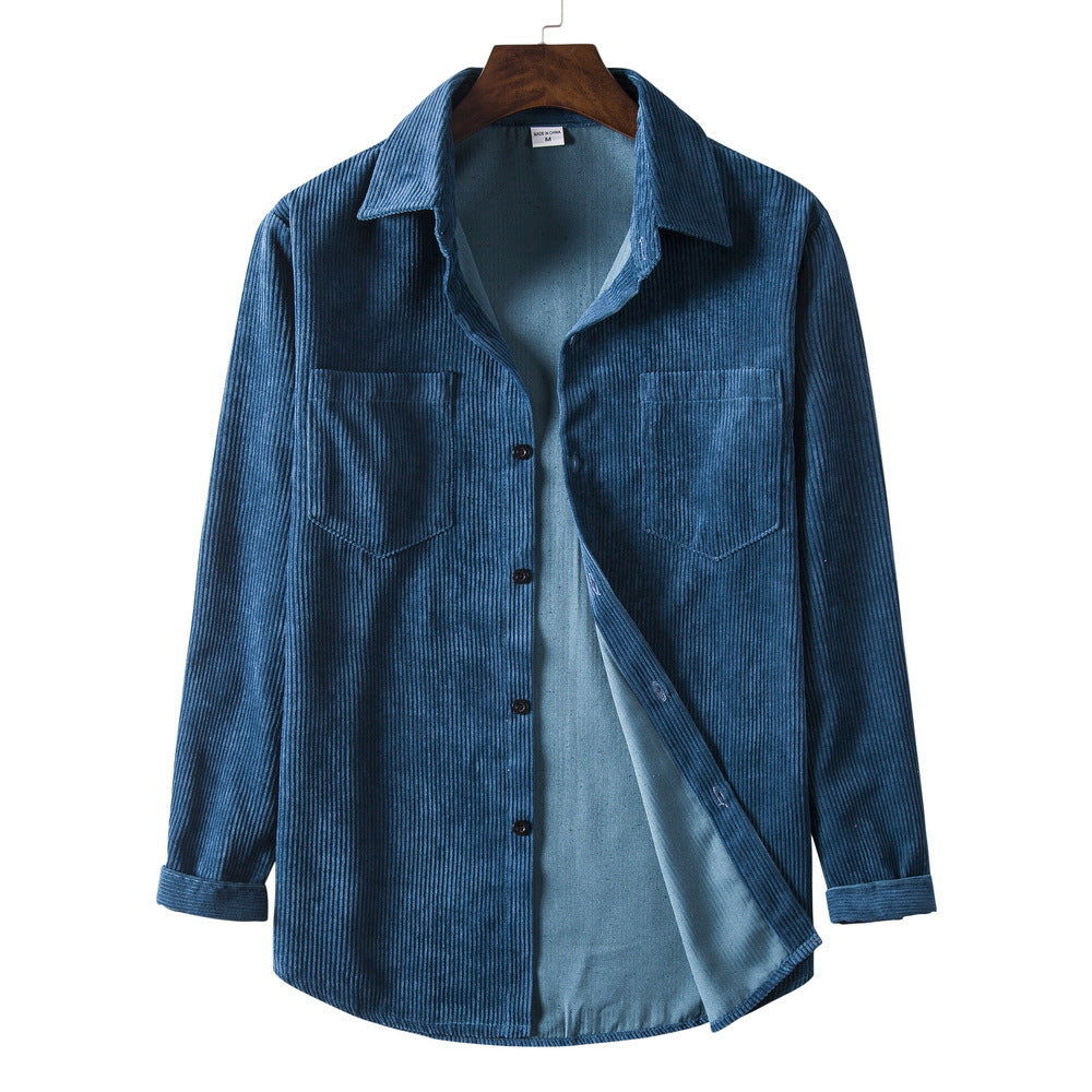 Street Wave Mens Corduroy Shirt With Button Down Collar And Two Chest Pockets Soft Cozy Everyday Casual Fit