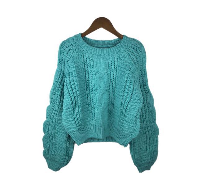 Street-Wave Women's Chunky Knit Sweater With Voluminous Sleeves And Cable Pattern For Cozy Warmth