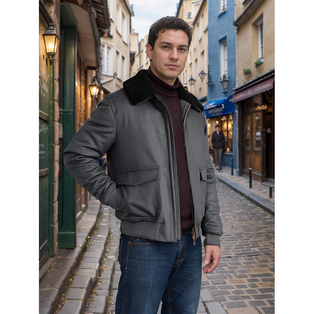 Streetwave Mens Warm Biker Jacket With Shearling Collar Trendy Winter Outerwear For Cold Weather