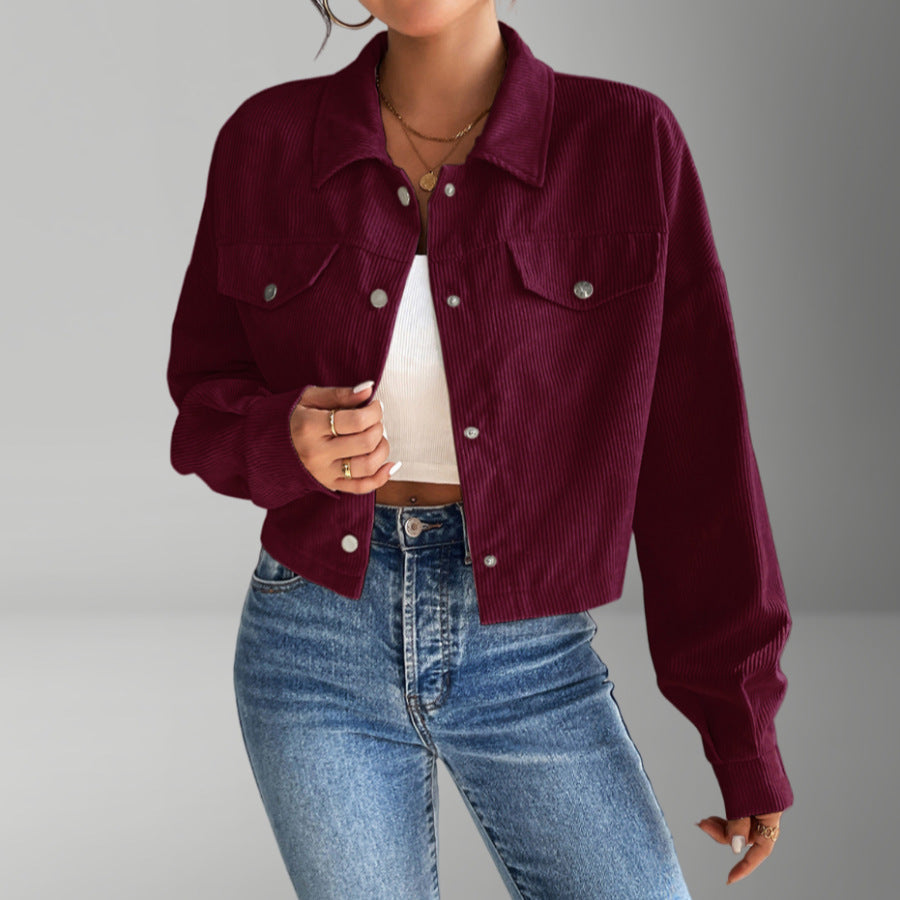 Street-wave Corduroy Short Jacket For Women Soft Fabric Chic Versatile Streetwear
