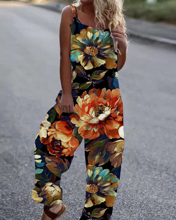 Streetwave Floral Print Lightweight Overalls For Women With Bold Eye Catching Colors And Breezy Fit
