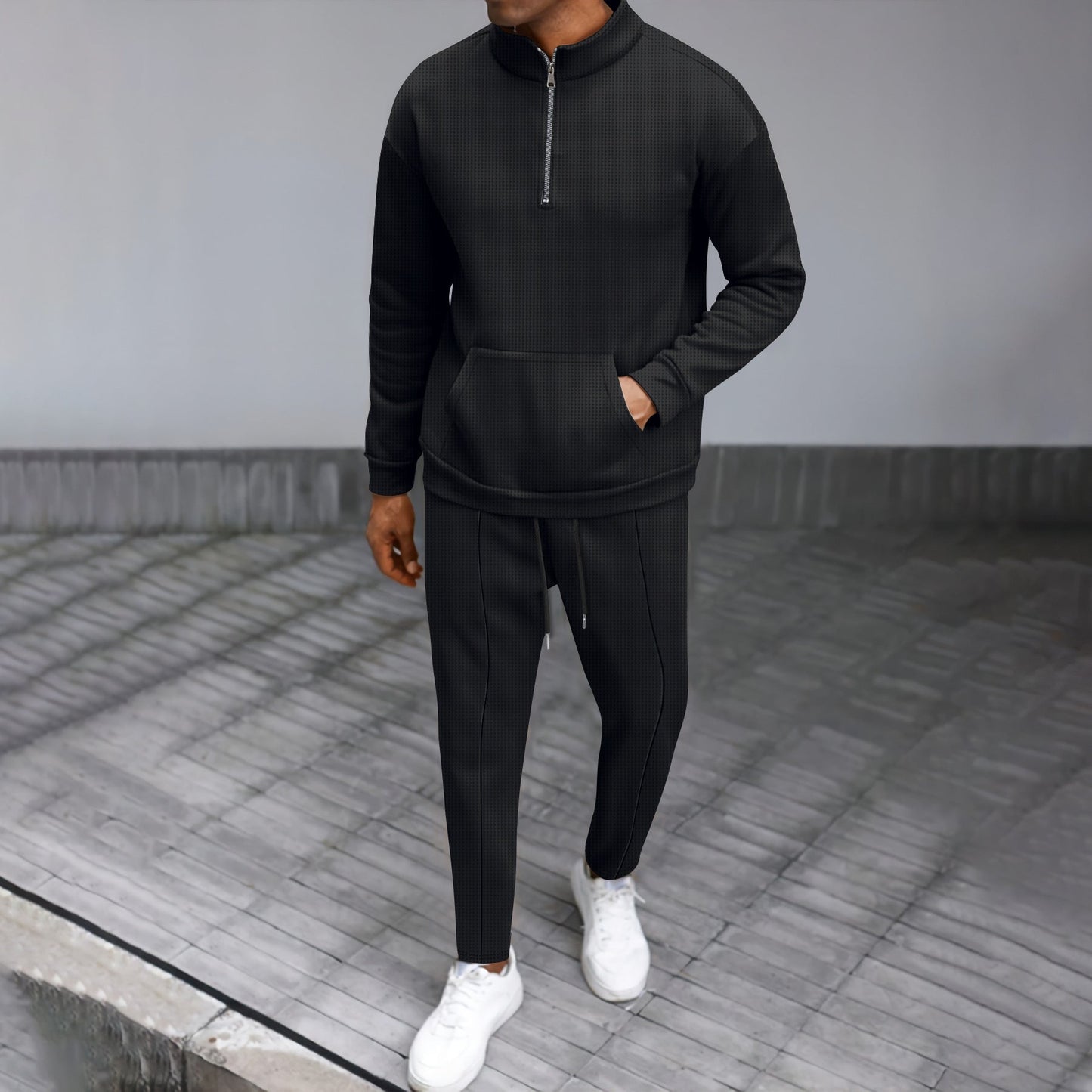 Streetwave Mens Athletic Leisure Set With Zip Front And Practical Pockets Breathable Comfort For Active Men