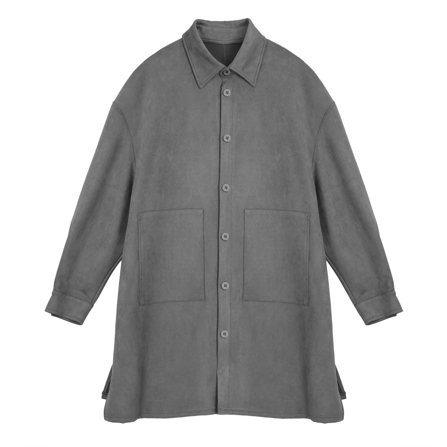Street-wave Women Oversized Suede Shirt Jacket With Soft Feel And Large Pockets For Everyday