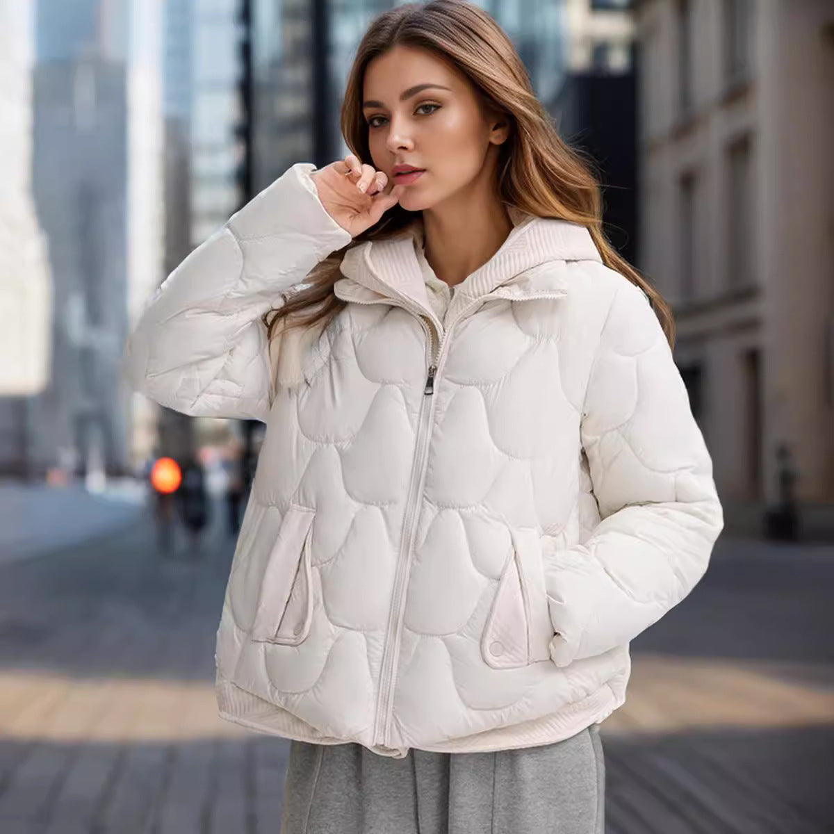 Streetwave Women Cozy Quilted Padded Jacket With Removable Hood And Practical Pockets