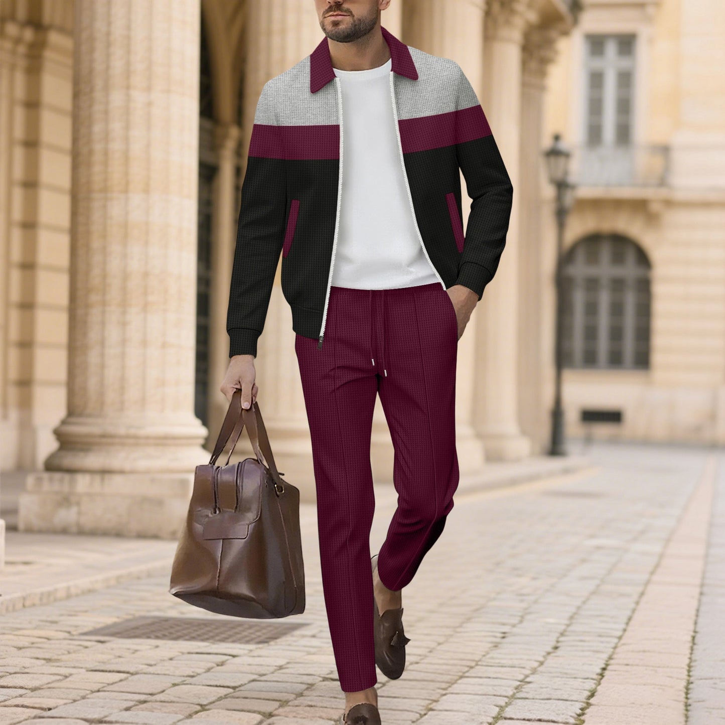 Street-wave Mens Breathable Quilted Track Suit Set For Active Men Premium Comfort And Performance