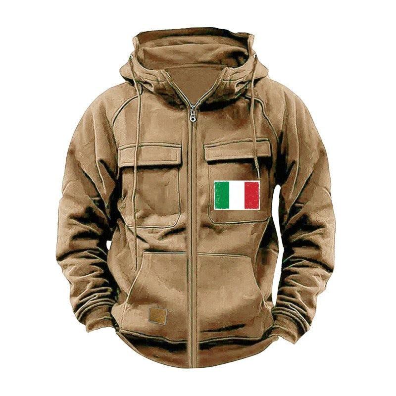 Street-wave Men's Stylish Hooded Jacket With Practical Pockets And Adjustable Collar