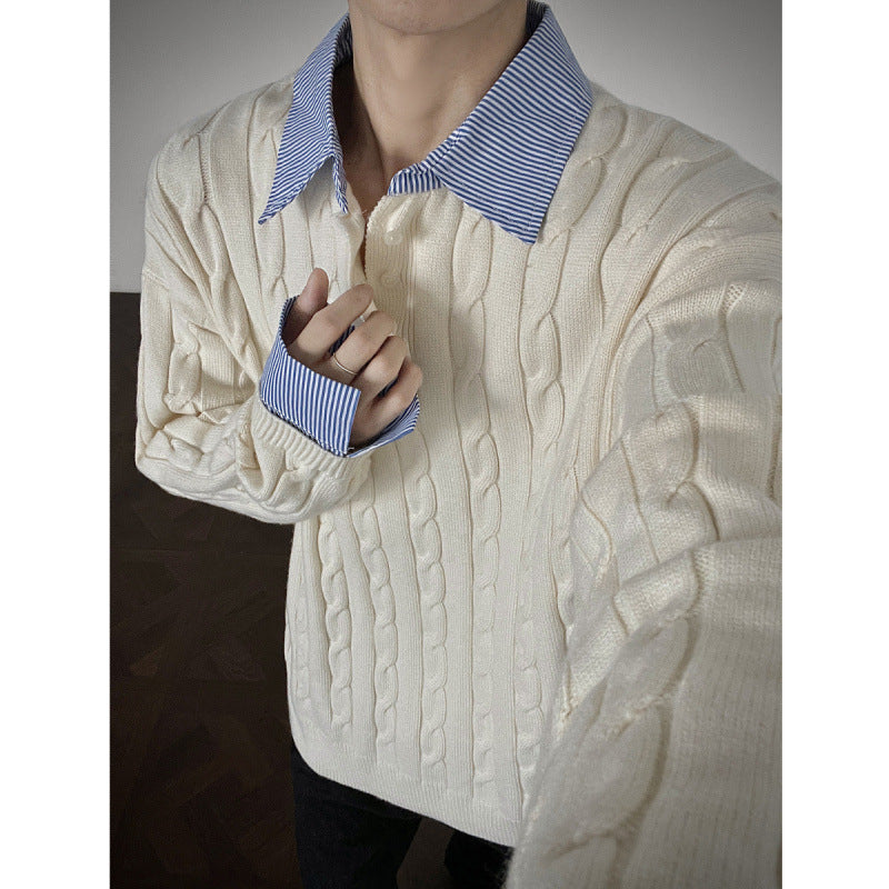 Street-wave Cable Knit Sweater for Women With Collar Premium Cozy Comfort for Cold Weather