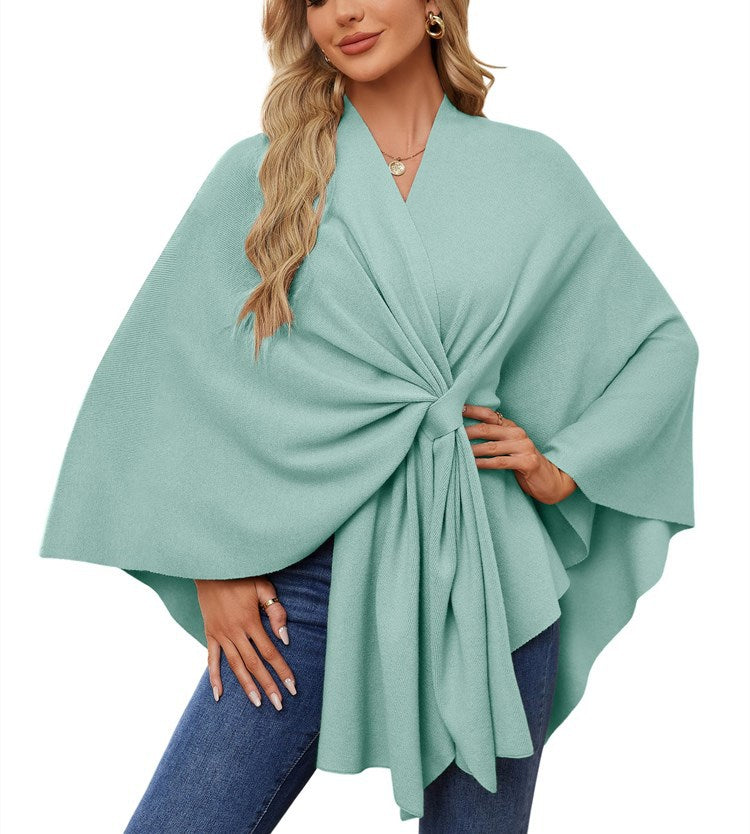 Street Wave Womens Elegant Wrap Sweater with Asymmetric Knot Tie Front For Everyday And Special Occasions