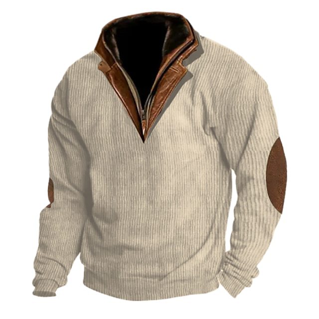 Street-Wave Men's Knit Sweater With High Collar Details For Fashion-Forward Men Everywhere