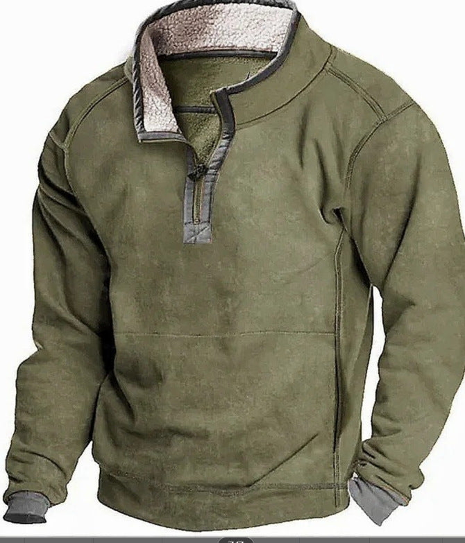 Streetwave Mens Fleece Sweater With High Collar Zip Up For Outdoor Warmth And Comfort