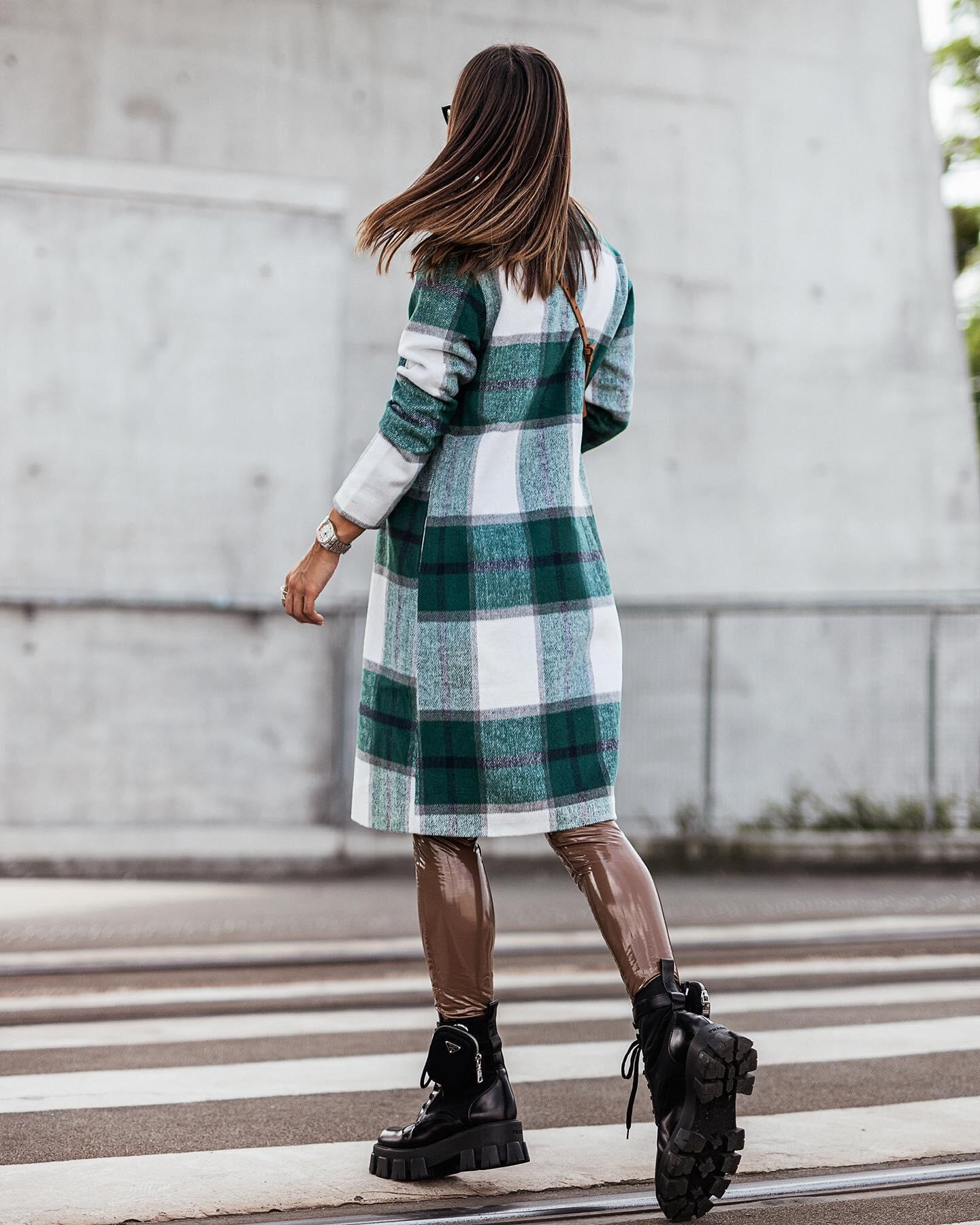 Streetwave Women Plaid Oversized Winter Coat For Cold Weather Warmth And Comfort