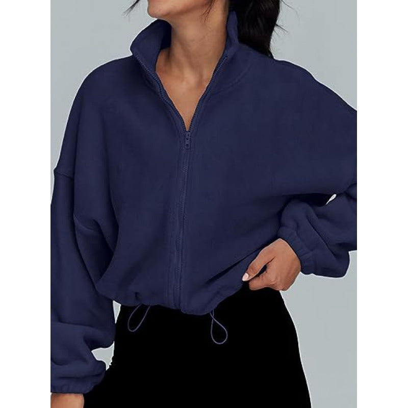 Oversize Zip Pullover for Women With High Collar Drawstring Cozy Streetwear by Streetwave