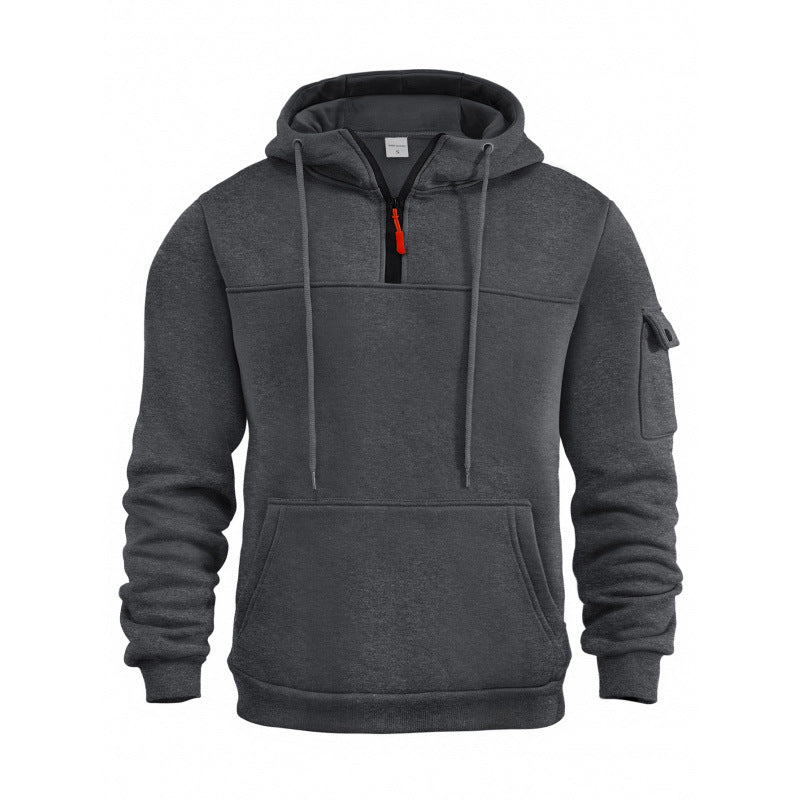 Street Wave Mens Functional Hoodie With Half Zip And Side Pockets For Active Living