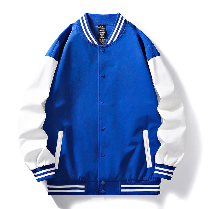 Street-wave Men's Sporty Bomber Jacket With Contrast Sleeves For Urban Fashion, Breathable Comfort