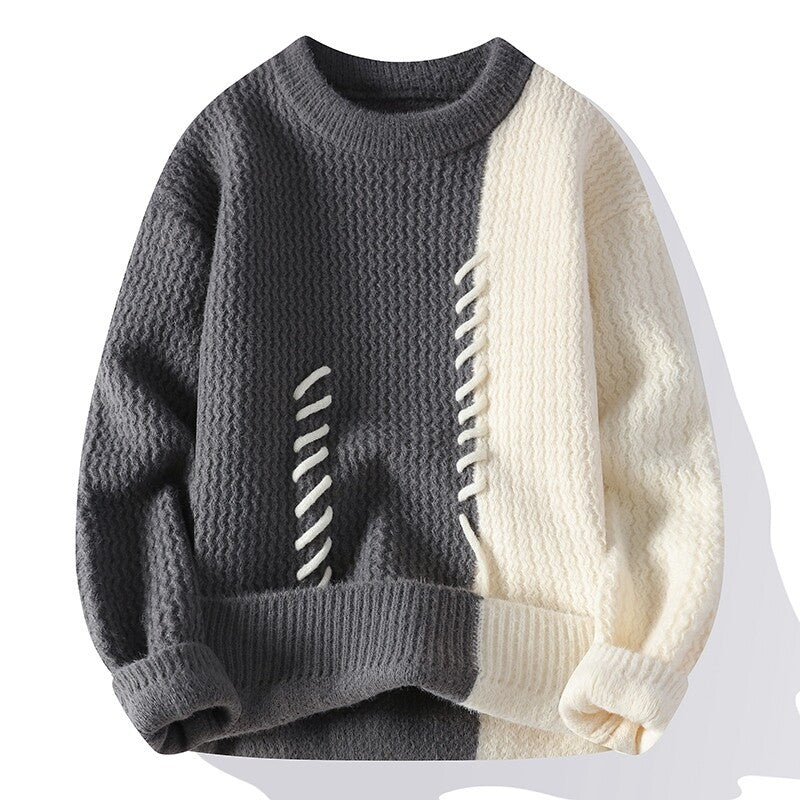 Street-wave Women's Structured Knit Sweater With Unique Design And Woven Pattern