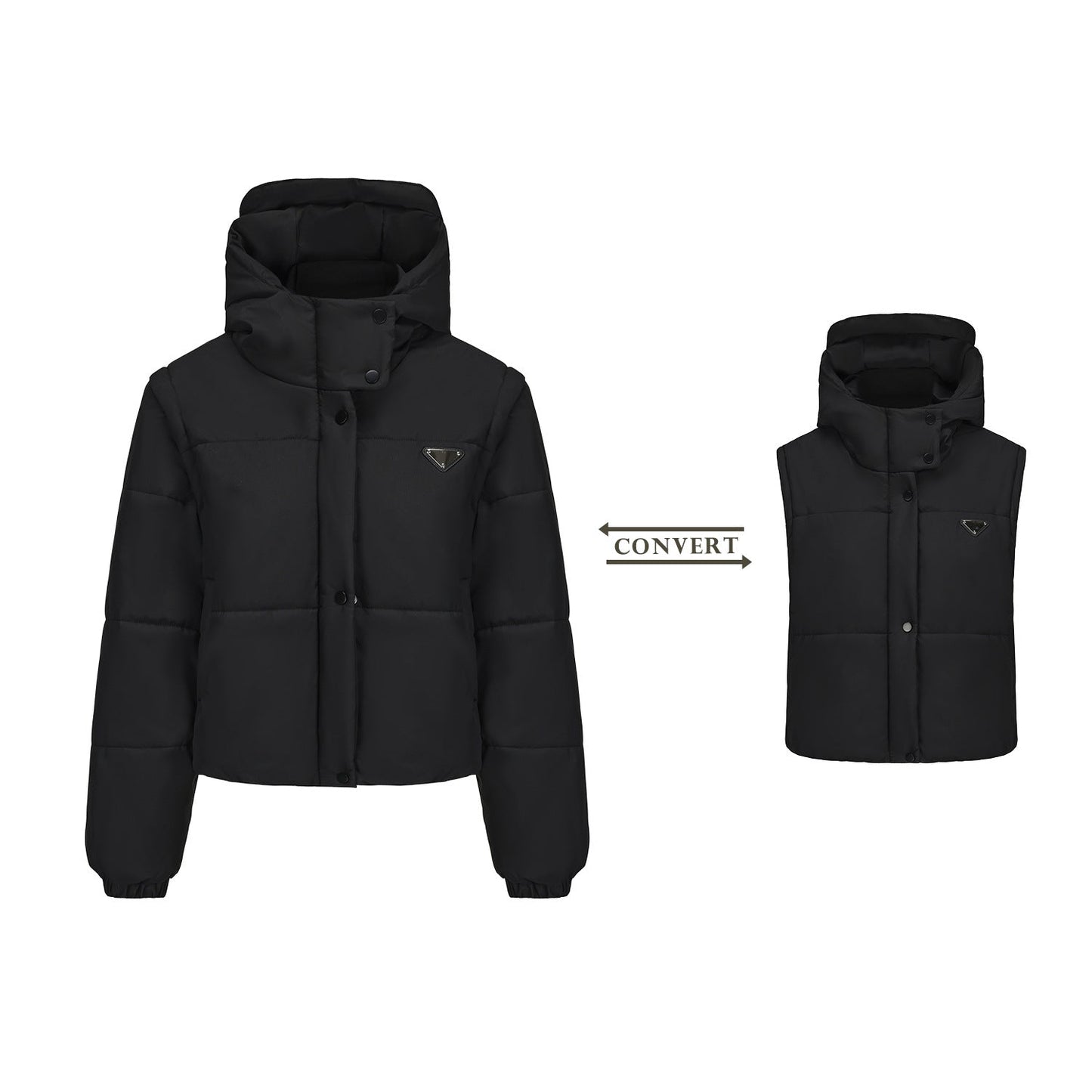 Street-wave Women's Convertible Puffer Jacket With Removable Sleeves For Every Day