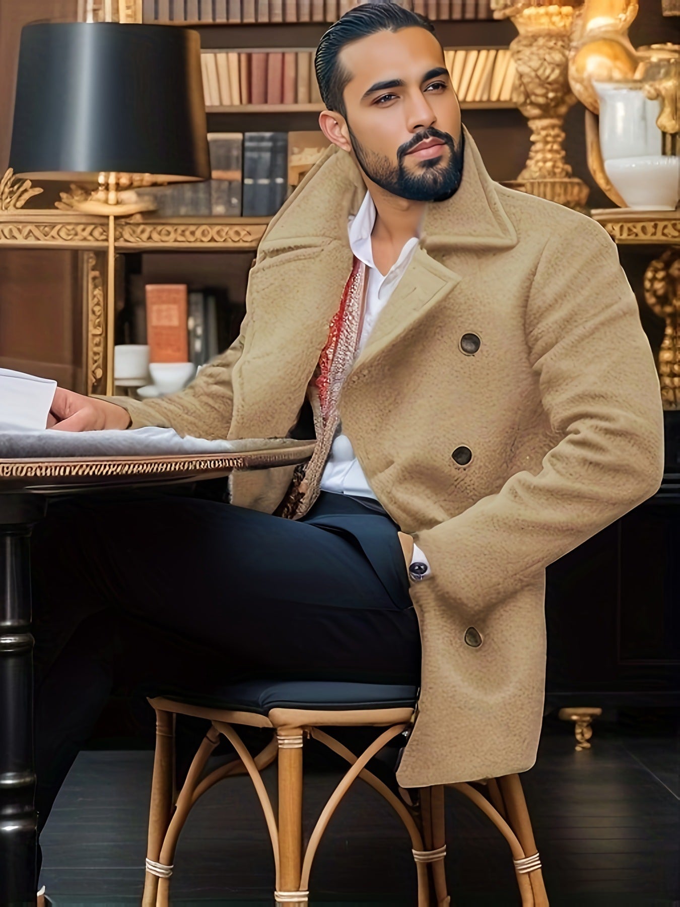 Street-wave Men's Double Breasted Wool Coat - Classic Style Warm Winter Overcoat