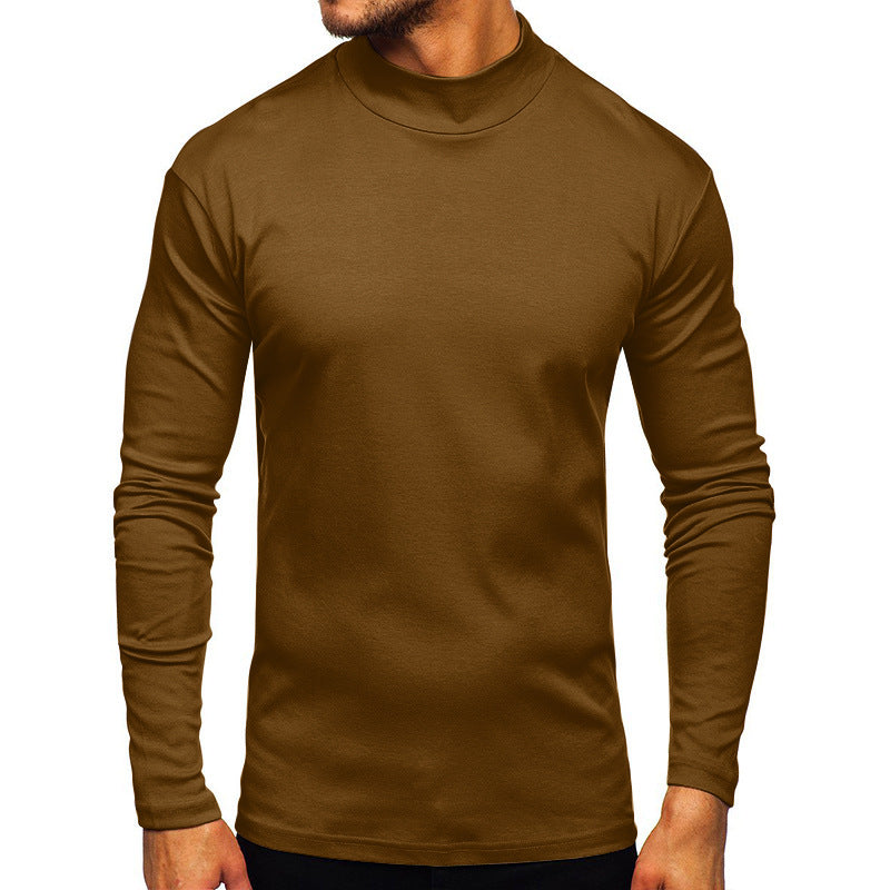 Street-wave Men's Long Sleeve Turtleneck Shirt Breathable Cotton Blend Comfortable Fit