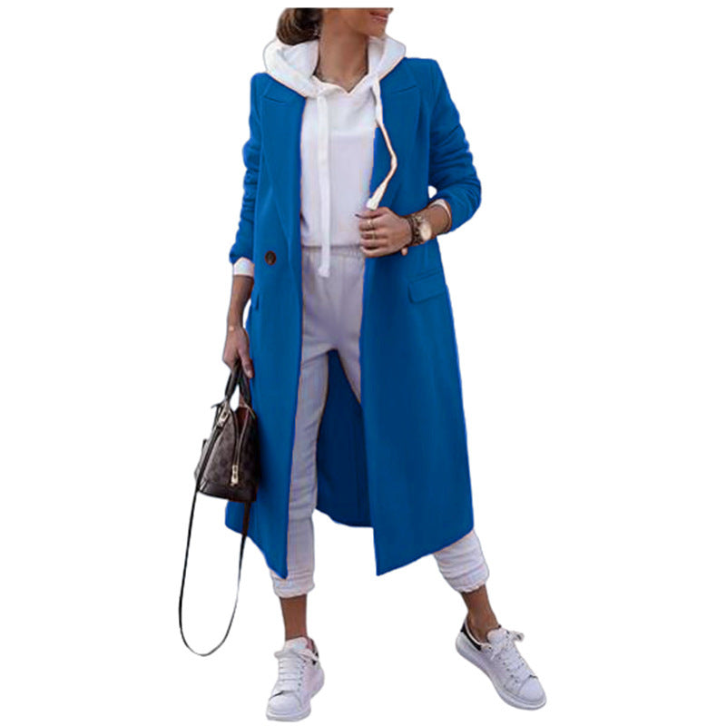 Street-wave Oversized Women's Coat With Elegant Lapel And Practical Pockets Chic Winter Outfit