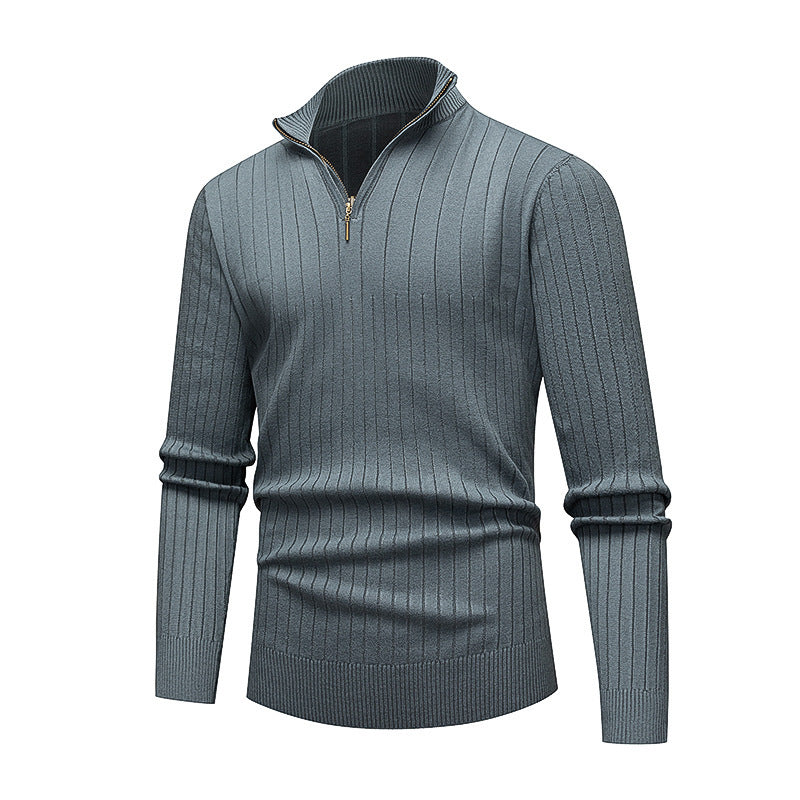 Street-wave Mens Premium Knit Pullover Stand Collar Zipper
