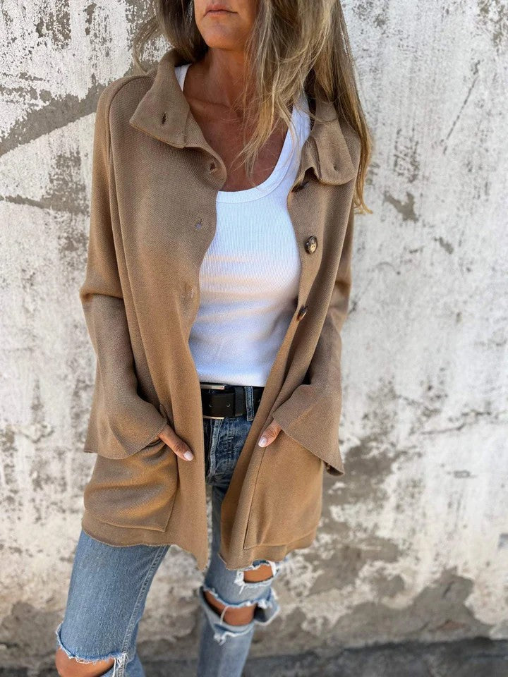 Street-wave Women's Oversized Cardigan Casual Comfort with Button Front for Everyday Wear
