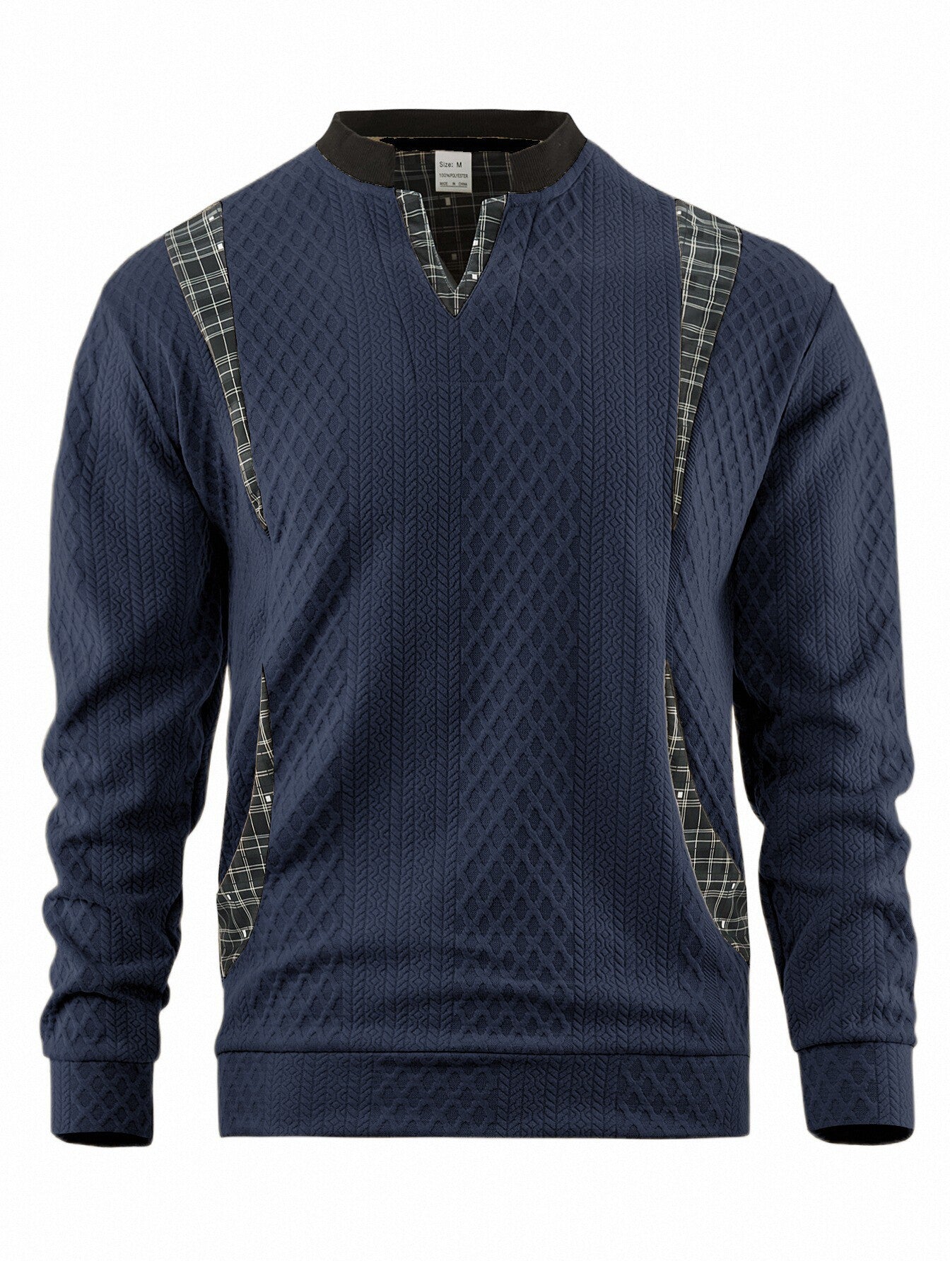 Men's Knit Sweater With Argyle Elements By Street-Wave For Everyday Modern Style