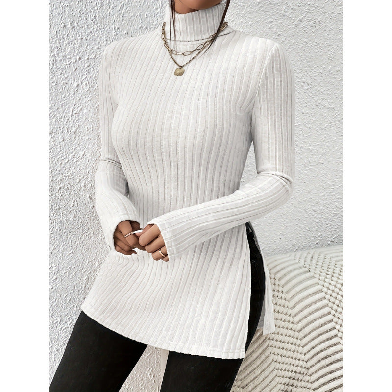 Street Wave Womens Ribbed Turtleneck Sweater Chic Cozy Knit For Everyday Style And Comfort