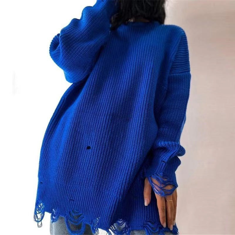 Streetwave Women's Chunky Knit Dress With Relaxed Fit And Breathable Open Knit Details
