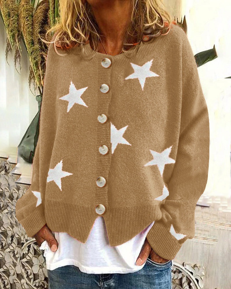 Street-Wave Womens Cardigan With Star Motif Cozy Stylish