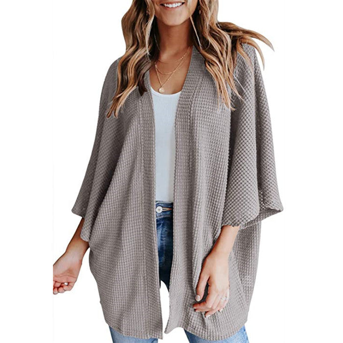 Street-Wave Women's Waffle Knit Cardigan Cozy Versatile Everyday Layer Perfect for Casual Wear