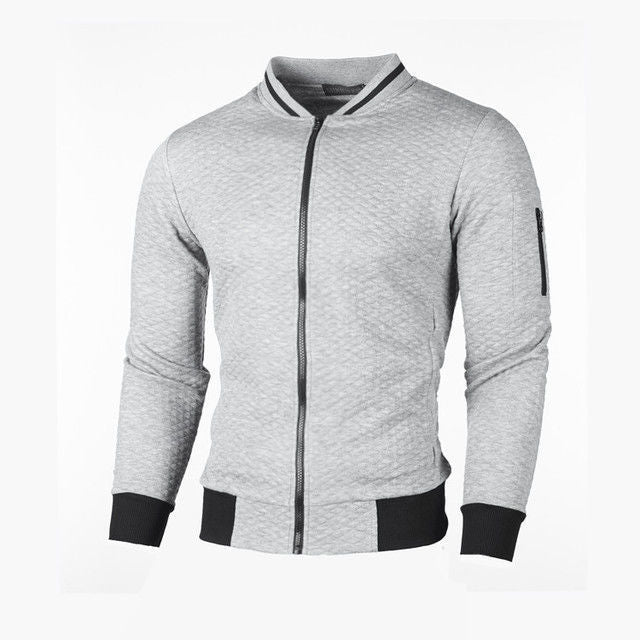 Street-Wave Men's Textured Sweat Jacket With Secure Zip Pocket Premium Fit Modern Style