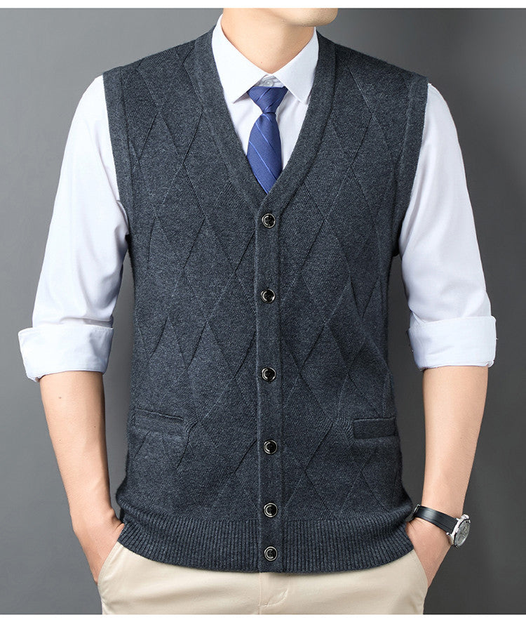 Streetwave Mens Knit Vest With V Neck And Argyle Pattern For Versatile Formal Or Casual Wear