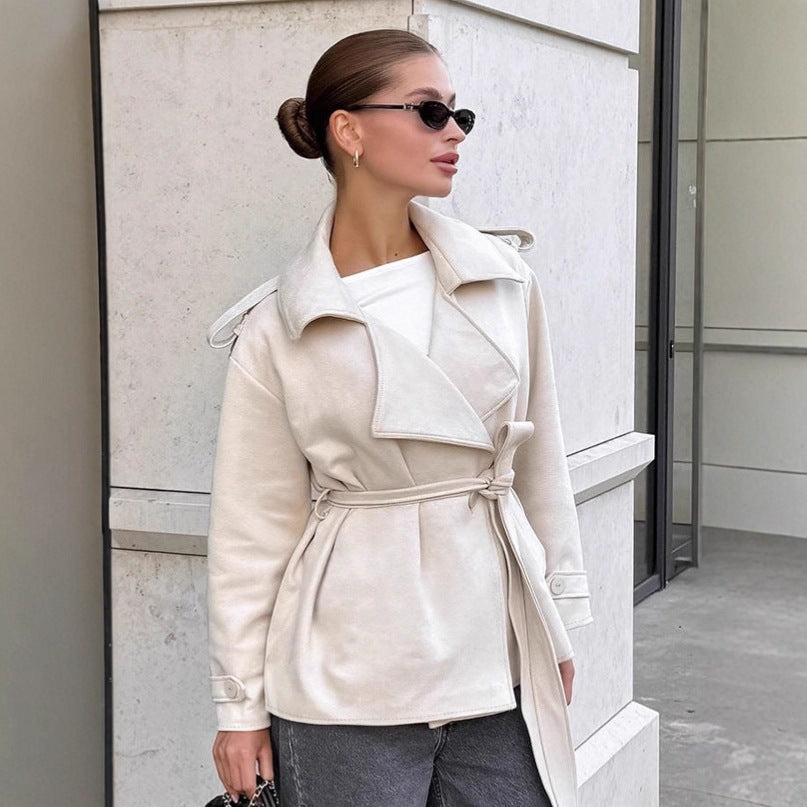 Womens Utility Jacket Belted Waist Relaxed Fit Street-Wave For Fashionable Women