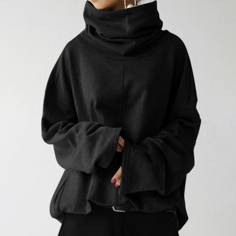 Turtleneck Sweater Street-wave for Women Grey Oversized Cozy Knit Chic Everyday Warmth