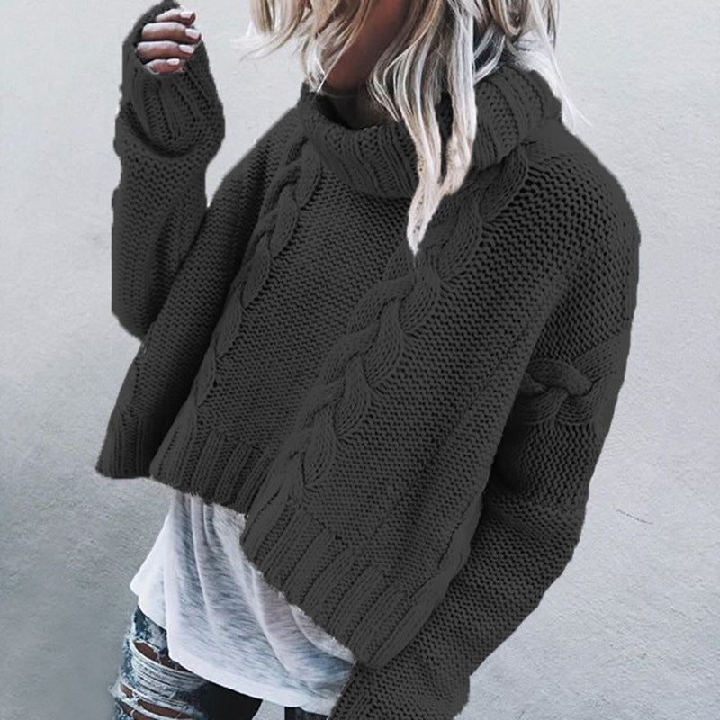 Street Wave Womens Chunky Knit Sweater With Cozy Voluminous Turtleneck And Cable Knit Pattern