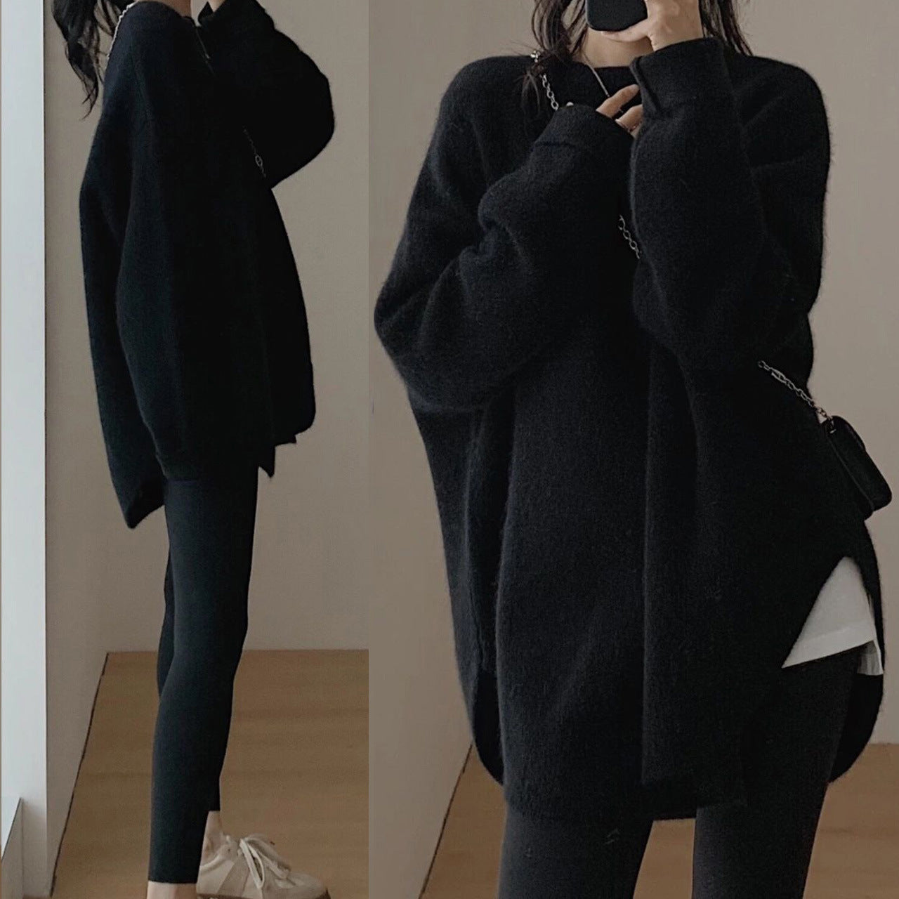 Streetwave Oversized Knit Sweater For Women With Relaxed Fit And Voluminous Sleeves Cozy Warm