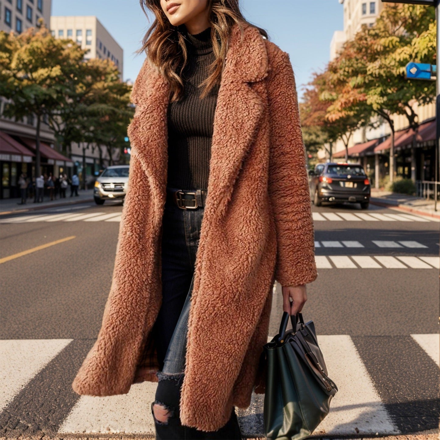 Street Wave Womens Oversized Teddy Coat Plush Warm Fur Mantle For Cold Weather Everyday Comfort