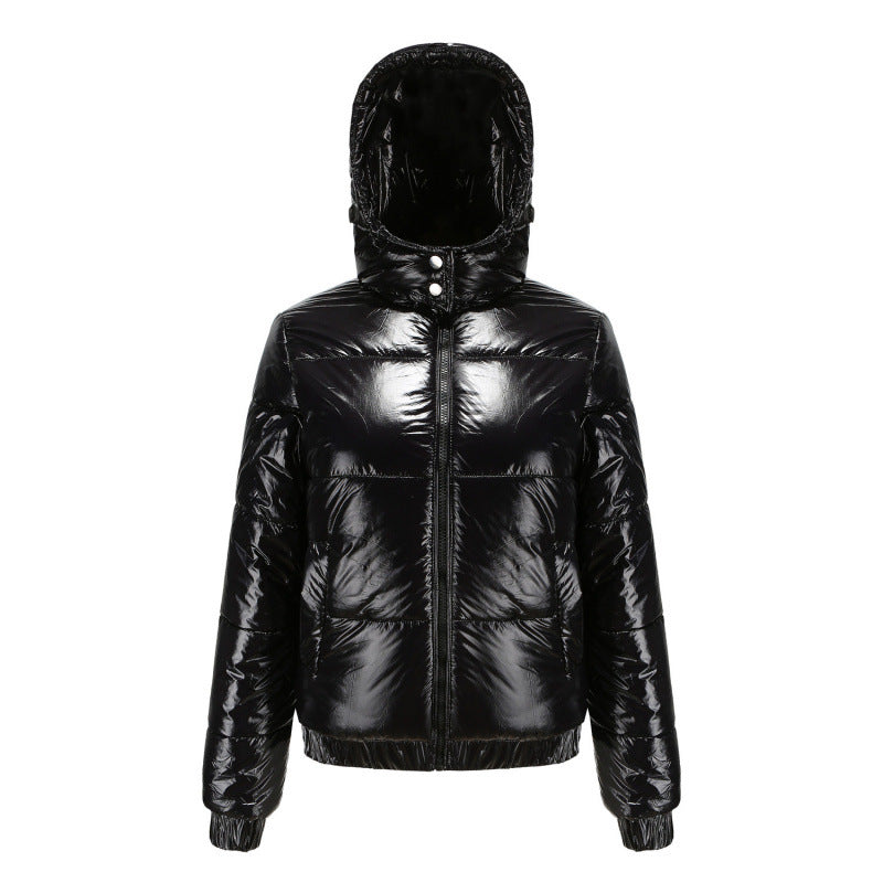 Street Wave Women Shiny Puffer Jacket Warm Yellow Winter Coat For Fashion Forward Ladies