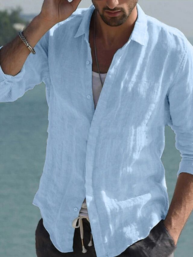 Street-wave Men's Linen Shirt Breathable Lightweight Relaxed Fit For Summer Casuals