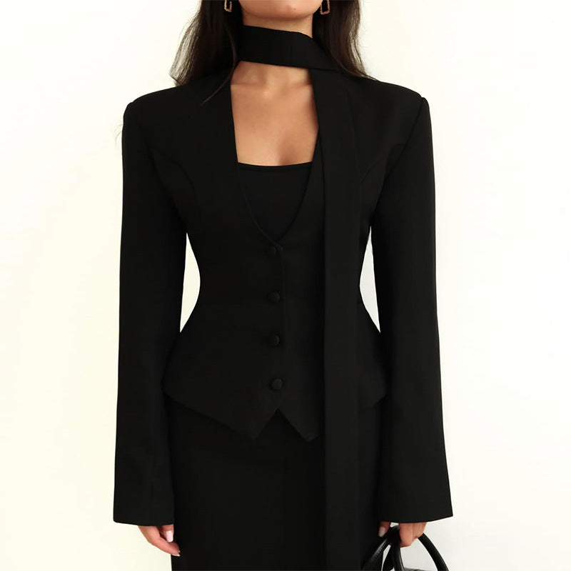 Streetwave Women Tailored Blazer Top With Slim Collar For Elegant Office And Evening Wear