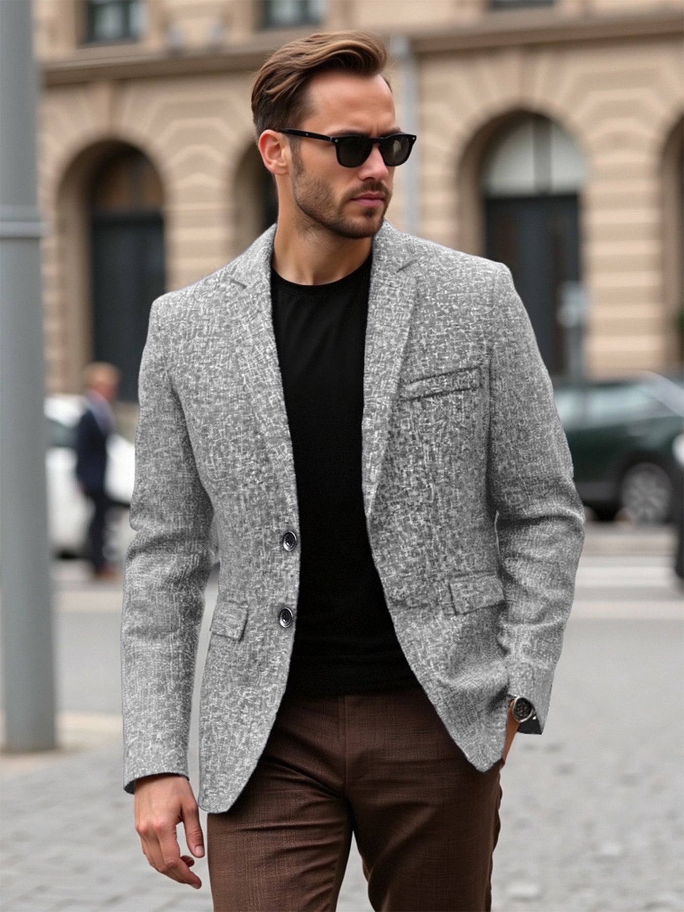 Men's Blazer Street-wave Structured Fabric Modern Weave Versatile For Modern Men In Formal And Casual Looks