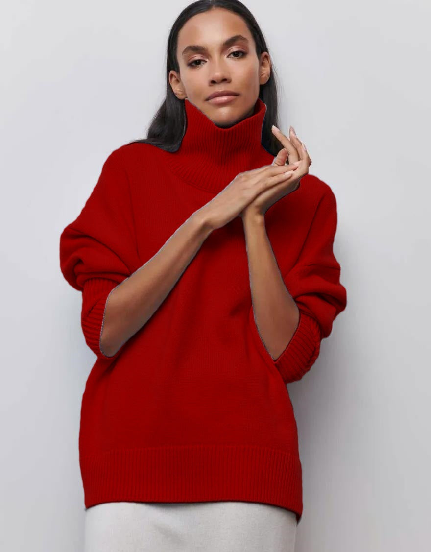 Street-wave Women's Cozy Turtleneck Sweater With Breathable Cotton And Relaxed Fit
